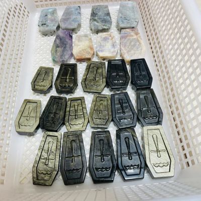 Assorted Coffin Gemstone Carving 2"-3" - Select