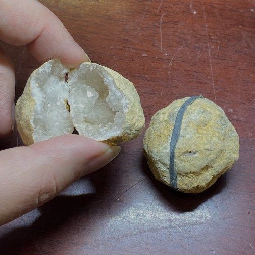 Calcite White Sugar Geode Pair 1.5"-2"
