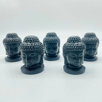 Obsidian Black Buddha Head Gemstone Carving 2"