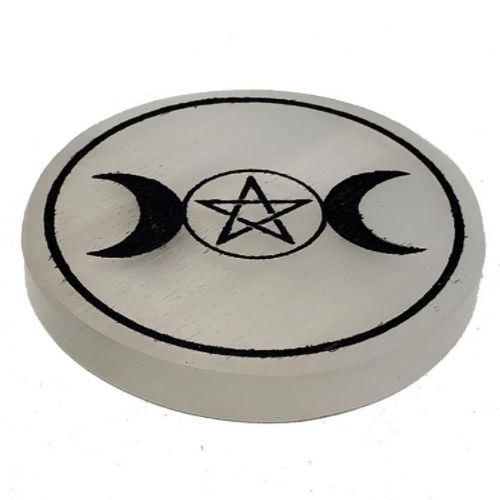 Selenite Altar Tile Coaster Triple Goddess 3"