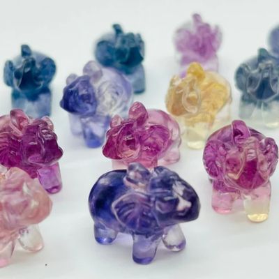 Fluorite Elephant Mini Gemstone Carving 1"