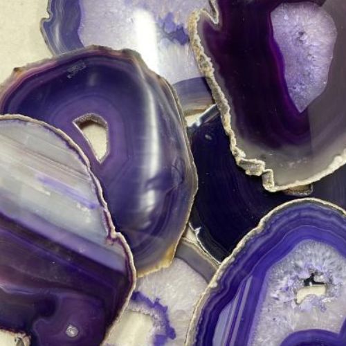 Agate Dyed Slice Purple 4&quot;