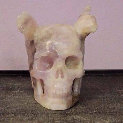 Fluorite Skull w/ Wings 5.5"x4.5" / 1596g by Skullis