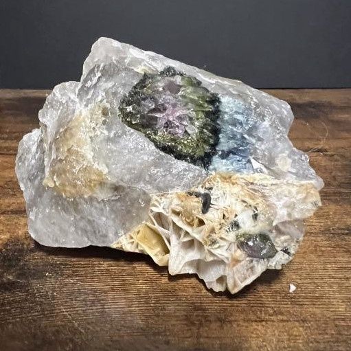 Quartz w/ Green, Pink &amp; Blue Tourmaline &amp; Cleavelandite 610g