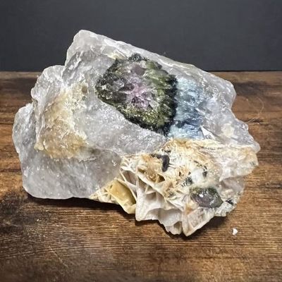 Quartz w/ Green, Pink &amp; Blue Tourmaline &amp; Cleavelandite 610g