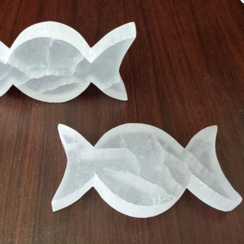 Selenite Triple Moon Altar Tile 4.5&quot;x2.5&quot;