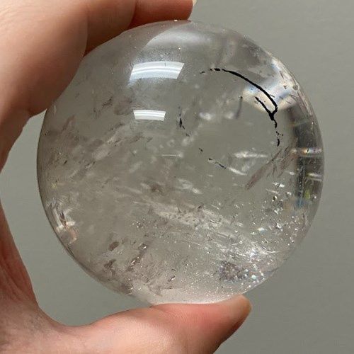 Quartz Clear w/ Rutile Sphere + Moving Enhydro/Water Bubble in Eye  726g