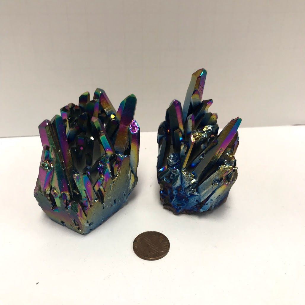 Quartz Aura Titanium Rainbow Cluster  2"x2"
