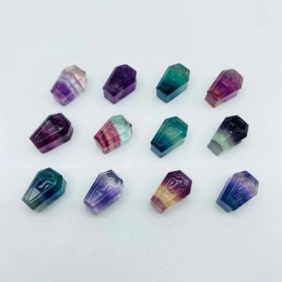 Fluorite Coffin w/ Cross Mini .5"x.5"