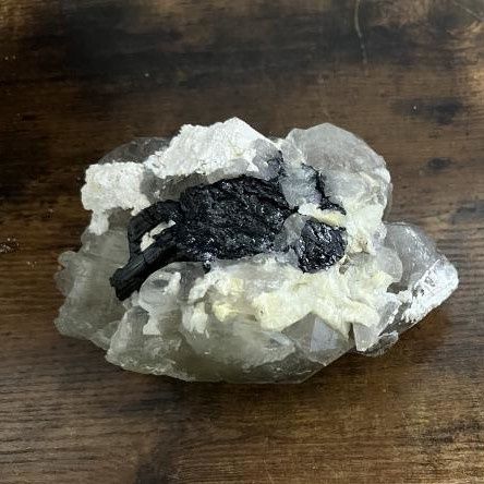 Quartz Elestial w/ Black Tourmaline &amp; Cleavelandite &amp; Hematite 1308g