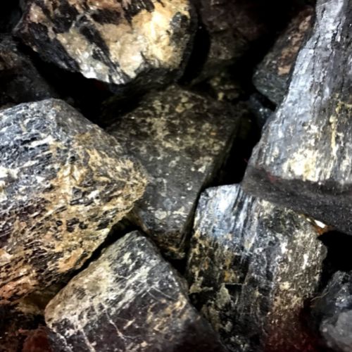 Tourmaline Black Rough Stone Grade A w/ Felt Bottom