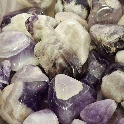 Amethyst Chevron Tumbled Stone .5"-1"