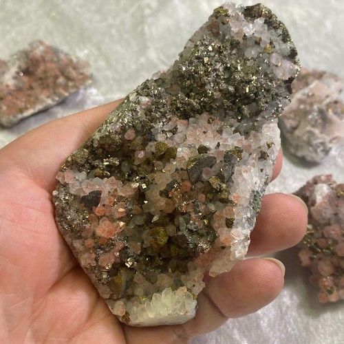 Quartz Hematoid w/ Pyrite + Calcite Specimen - Select