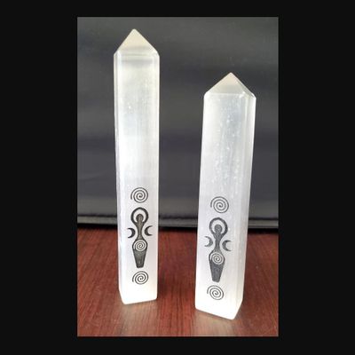 Selenite Goddess of Earth Tower 6"-7"