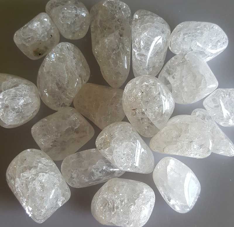 Quartz Crackled Clear Tumbled Stone