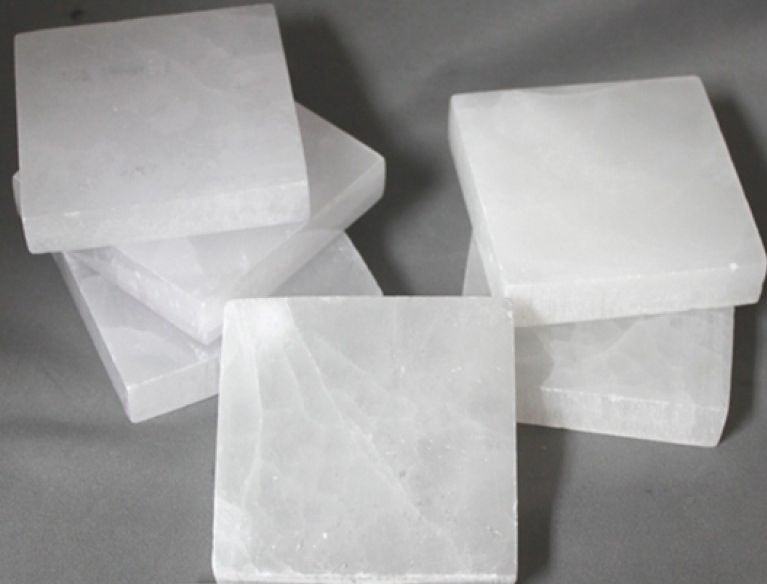 Selenite Square Slab 6&quot;x6&quot;