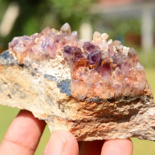 Amethyst Cluster w/ Feldspar Specimen 3.75&quot;x2&quot;x1.5&quot; | 206g