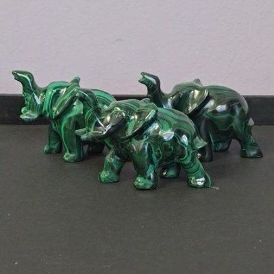 Malachite Elephant Gemstone Carving 2"-3" - priced by weight