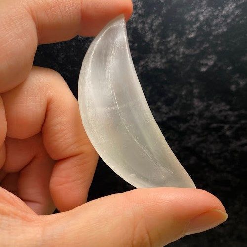 Selenite Moon or Cat Shallow Dish - Select, Type: Moon 3" - 3.5"
