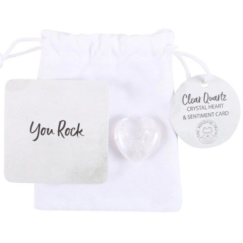 Gemstone Heart Quartz Clear w/ Charm Bag