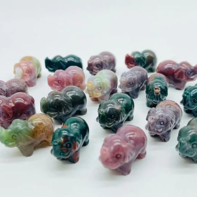 Jasper Ocean Elephant Mini Gemstone Carving 1"