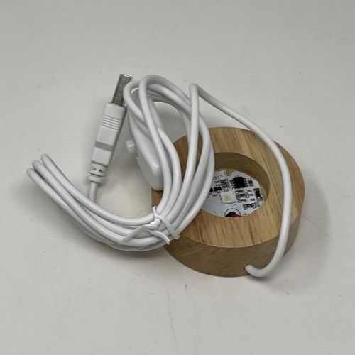 Light Base Wood LED USB 2.25&quot; Dia