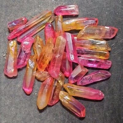 Quartz Aura Sunrise Orange Pink Point .75"-1.25"