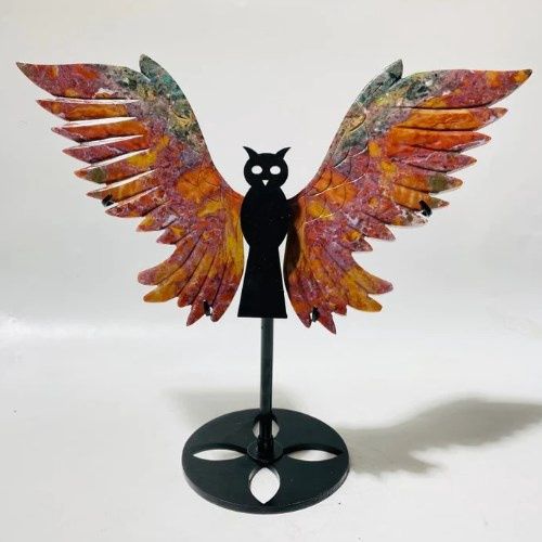 Owl w/ Ocean Jasper Gemstone Wings