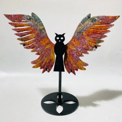 Owl w/ Ocean Jasper Gemstone Wings