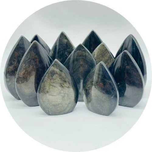 Obsidian Goldsheen Flame Drop Freeform 2.3" - 3" x  1.5" - 2.3"