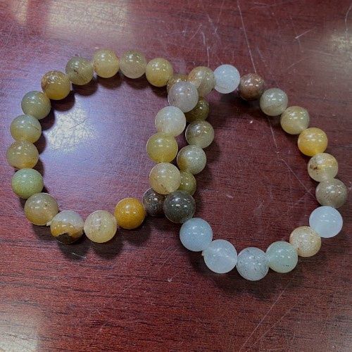 GB Quartz w/ Various Inclusions 10mm Round Bead Elastic Bracelet