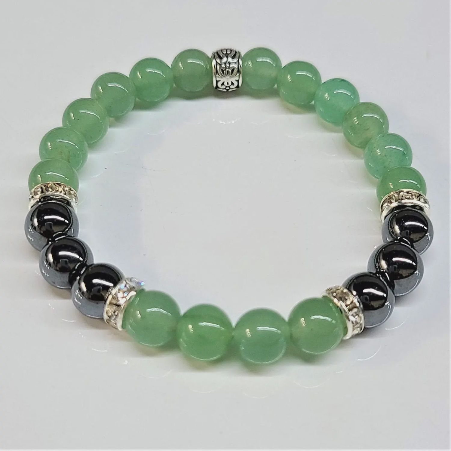 GB Aventurine &amp; Hematite &amp; Rondelle Spacer 8 mm elastic bracelet