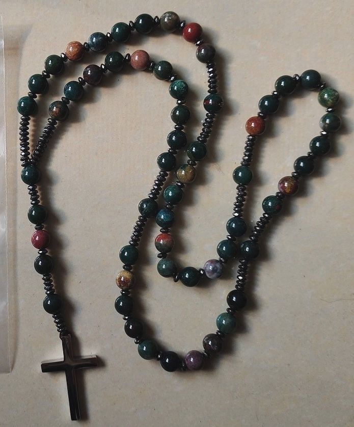 Rosary Bloodstone 8 mm &amp; Hematite Faceted
