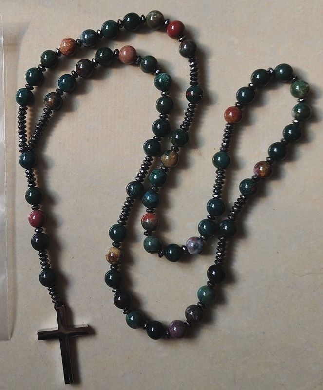 Rosary Bloodstone 8 mm &amp; Hematite Faceted