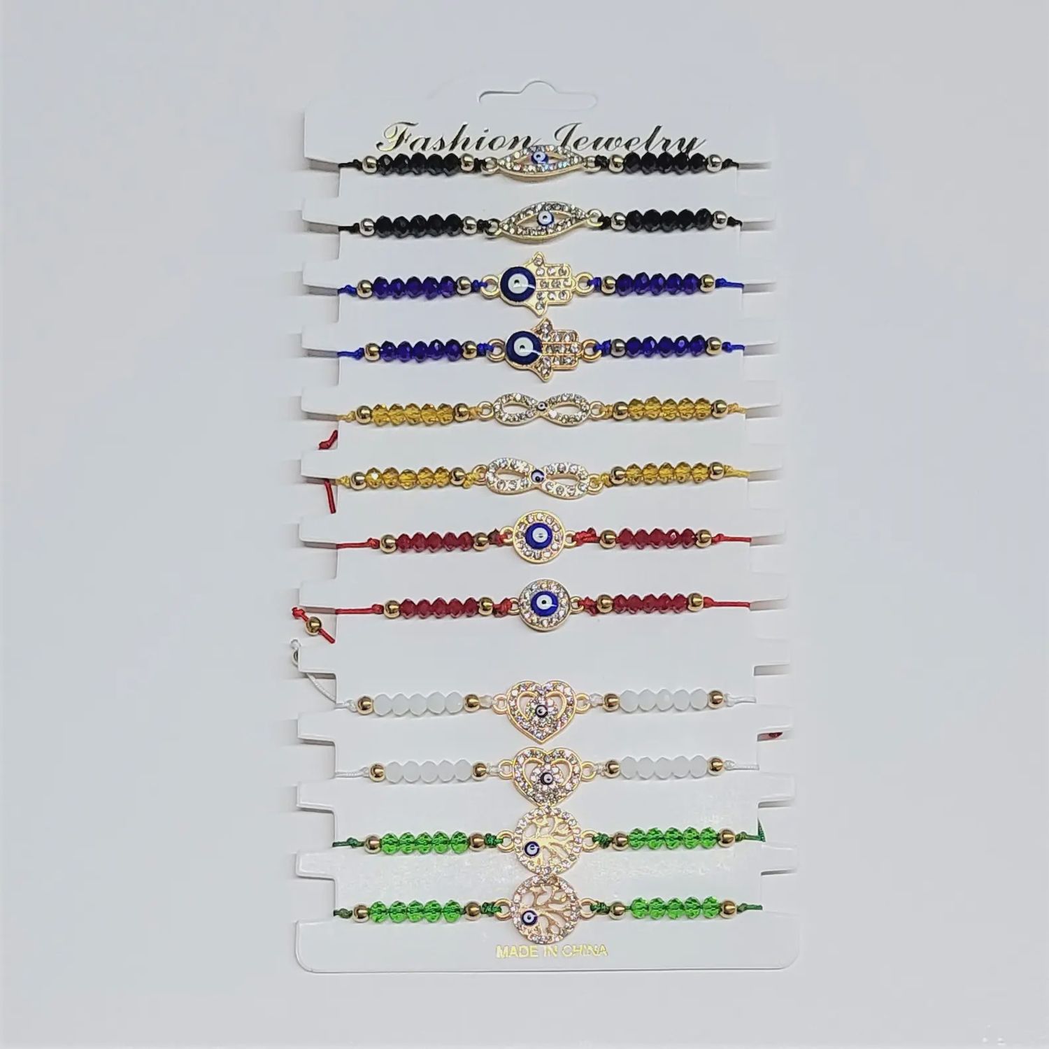Evil Eye Beaded Bracelet w/ Charm