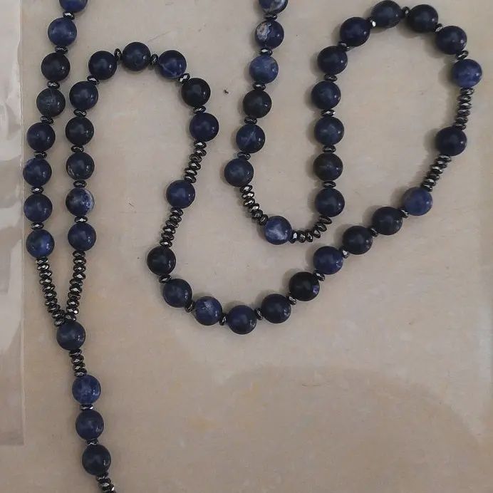 Rosary Sodalite 8 mm &amp; Hematite faceted