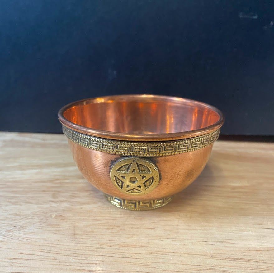 Bowl Copper with Brass trim for Offerings with Pentacle 3&quot;