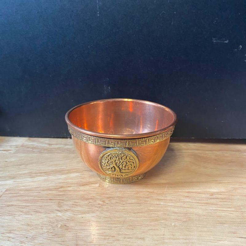 Bowl Copper with brass for Offerings with Tree of Life 3&quot;