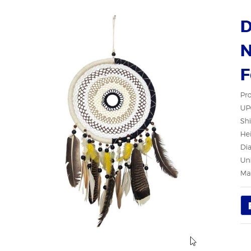 Dreamcatcher Woven Neutral w/Double Feathers
