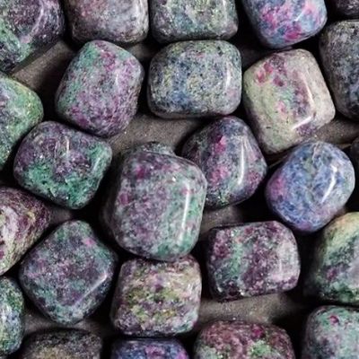 Ruby Zoisite w/ Mica Tumbled Stone .75"-1.25"