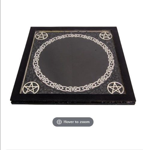 Scrying Mirror Glass w/Crystals, Style: Black Tourmaline