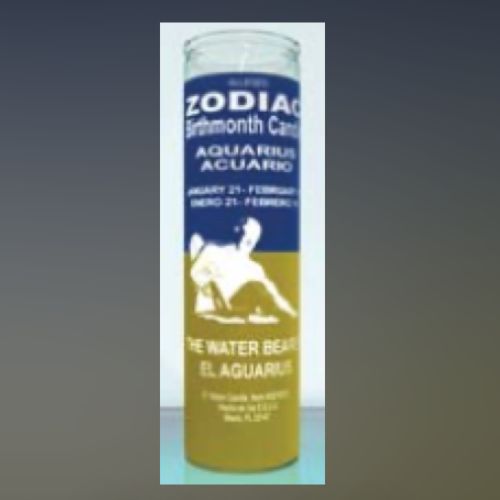 7 Day Candle Zodiac Signs, Type: Aquarius Blue/Yellow