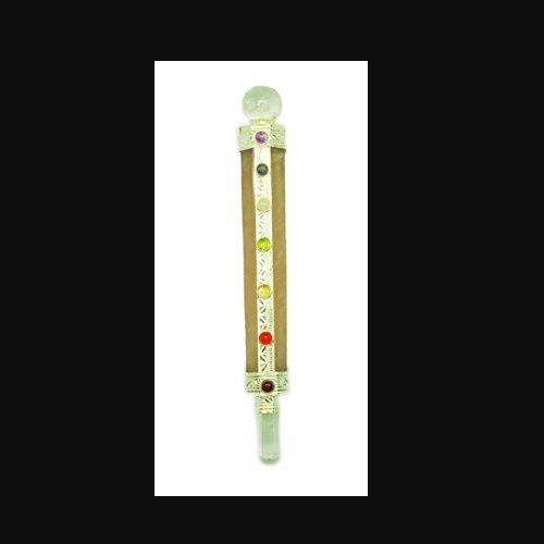 Quartz Rose Gemstone Chakra Wand w/ Quartz Point &amp; Sphere 6.25&quot;