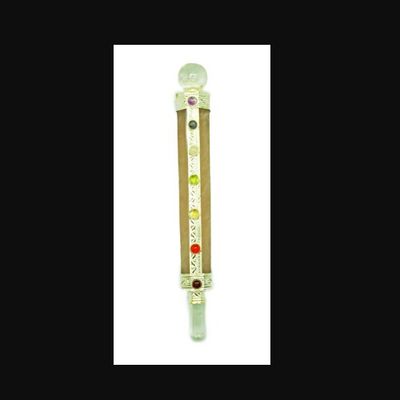 Quartz Rose Gemstone Chakra Wand w/ Quartz Point &amp; Sphere 6.25"