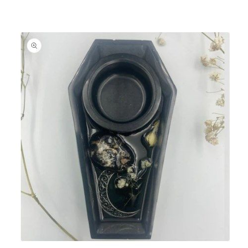 Resin Coffin Tealight/Incense Holder Asst, Type: Black Onyx