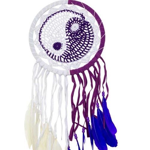 Dreamcatcher Woven Yin Yang  Purple &amp; White