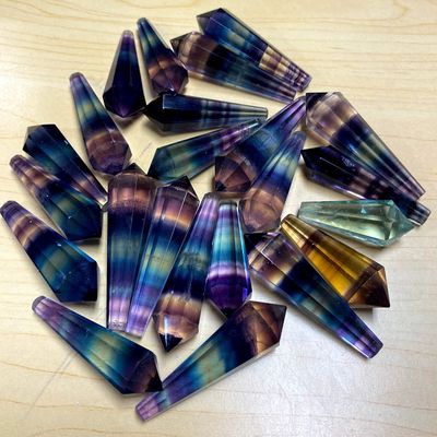 Fluorite Point Faceted Taper Shape 1 Side Point 1.5"-2"
