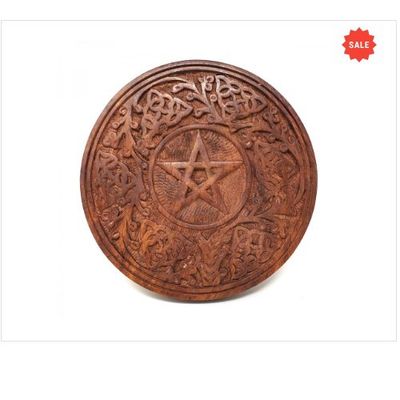 Wooden Altar Tile Pentagram 6"