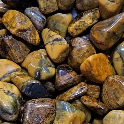Jasper Lion Skin aka Tiger Eye w/Quartz Tumbled Stone .75"-1.25"