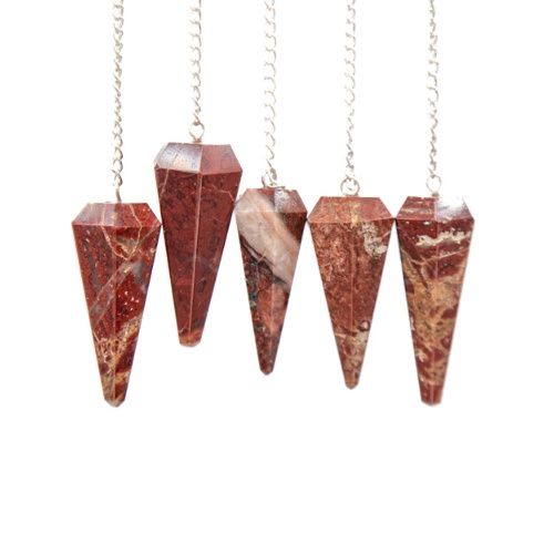 Pendulum Faceted - Choose Type, Type: Jasper Red Brecciated